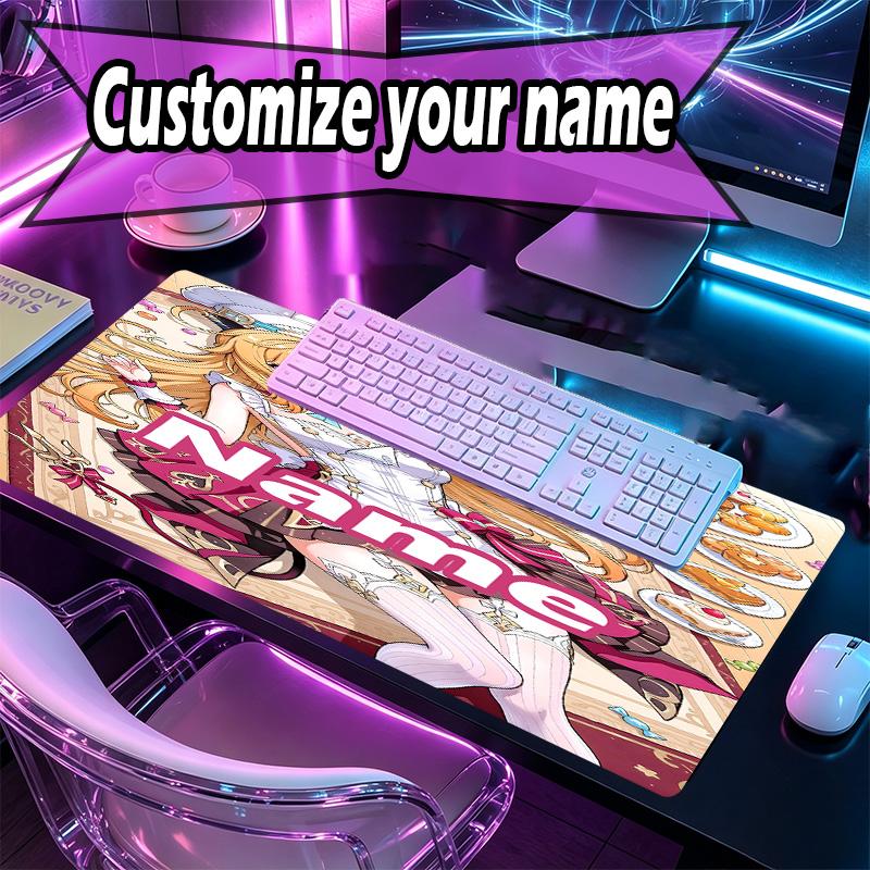 Personalizowana podkładka pod mysz z imieniem i wzorem Genshin Impact, Mata na biurko do laptopa PC, Dekoracyjna mata na biurko do domu, Podkładka pod klawiaturę, Prezent