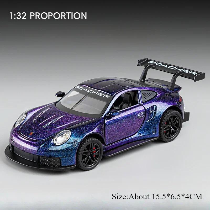 1:32 911 Gt3 Rs Macan Alloy Sports Car Diecast Model Toys Ornament Doors Opened Sound Light Pull Back Vehices Kids Festival Gift