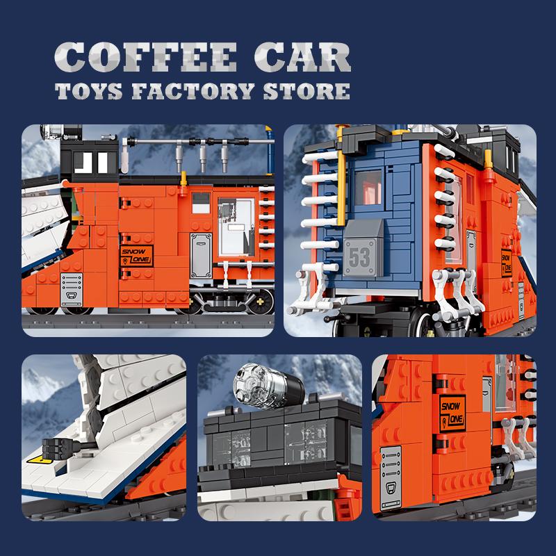 Technical City Train MOC Bricks LED 3D Model Snow Shoveling Locomotive Blocks STEM Cars Building Toys Friend Christmas Gifts NEW