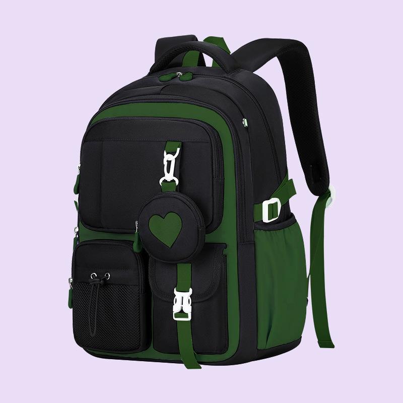 Love Pattern School Bag Backpack Pencil Case Lunch Bag Three Piece Set Nylon Fabric Waterproof Boy Girl Teenagers Trend Backpack