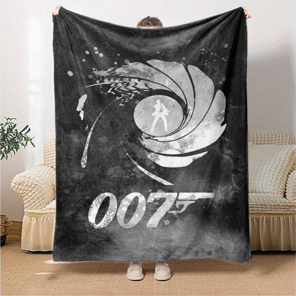 007 James Bond Theme Printed Blanket - Perfect for Couch, Bed, Travel & Outdoor Use | Machine Washable, Cozy & Durable.