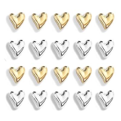 20Pieces Gold/Silver Resins Heart Shape Magnets Vintage Decors For Fridge Whiteboards Metal Surfaces Photo Clip