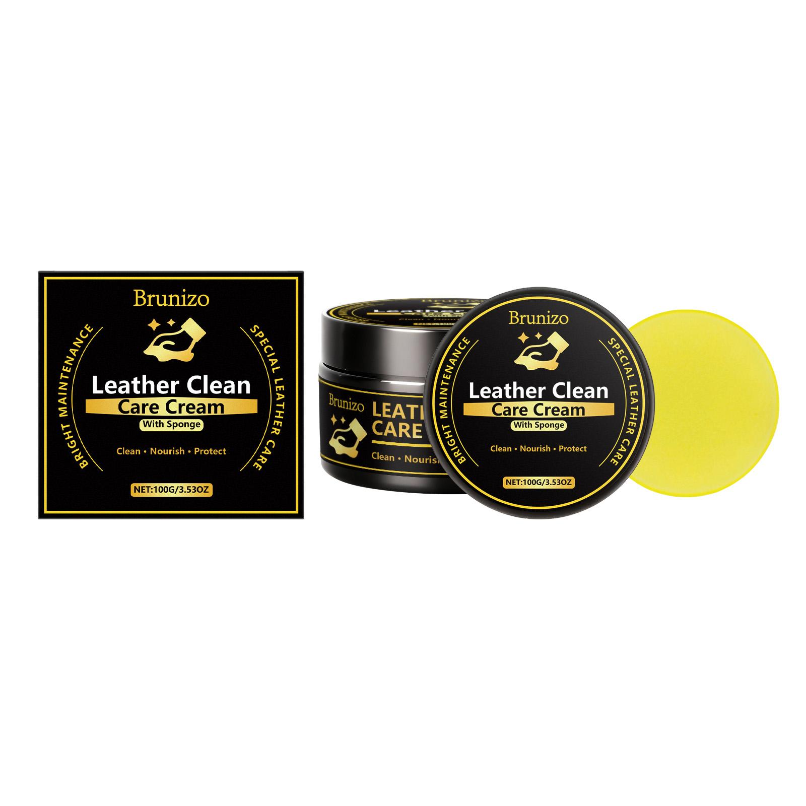 Brunizo three-in-one leather care cream, car interior cleaning and maintenance cream, moisturizes the leather, daily protection and brightening 1set