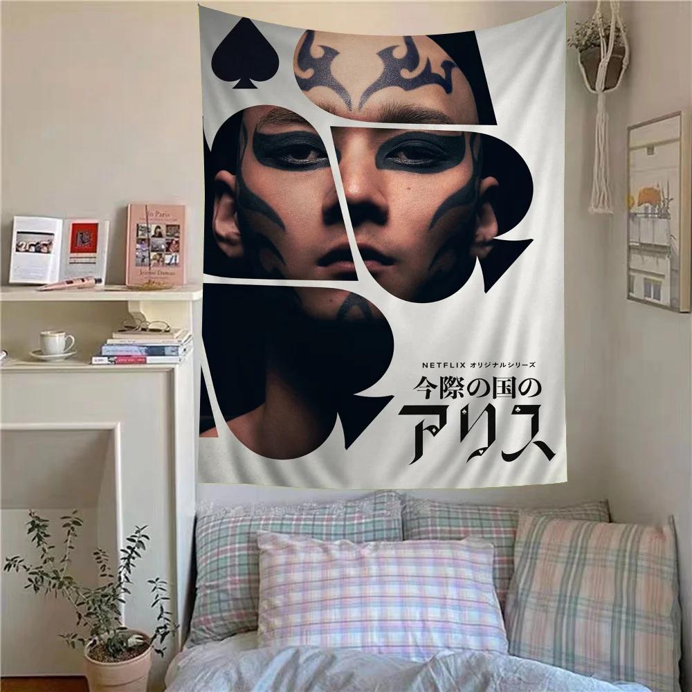 VIKAMA Alice in Border Tapestry Survival Game Theme Murals and Mandala Printing Netflix Fan Decorations and Gifts