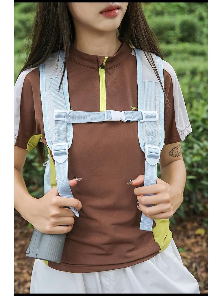 Stilvoller Damen-Farbblock-Leichtrucksack für Outdoor-Sport, Wandern, Radfahren und Reisen