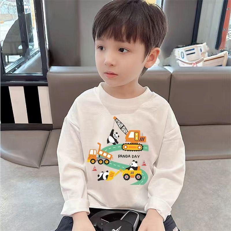 Pure Cotton Cartoon Long Sleeve T-Shirt for Kids - Unisex Spring/Autumn Round Neck Top