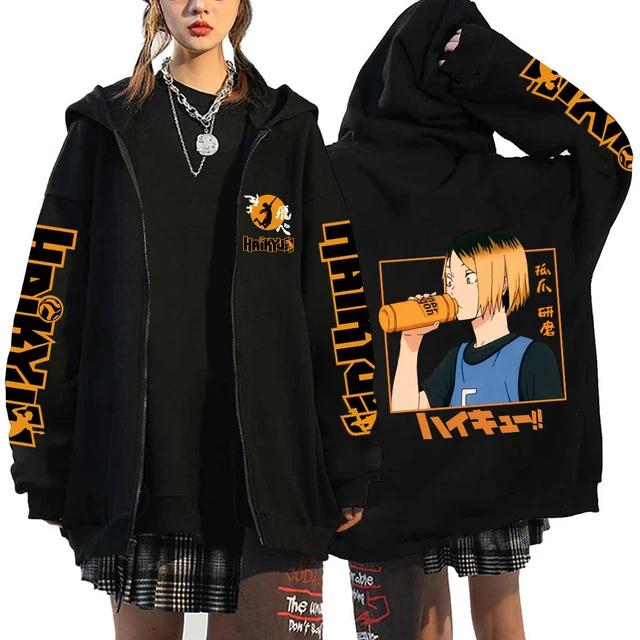 Haikyuu Japonské Anime Mikina s Kapucí na Zip Karasuno High School s Kapucí Pánské Dámské Mikiny Harajuku Podzim Zima Zapínací Svetr