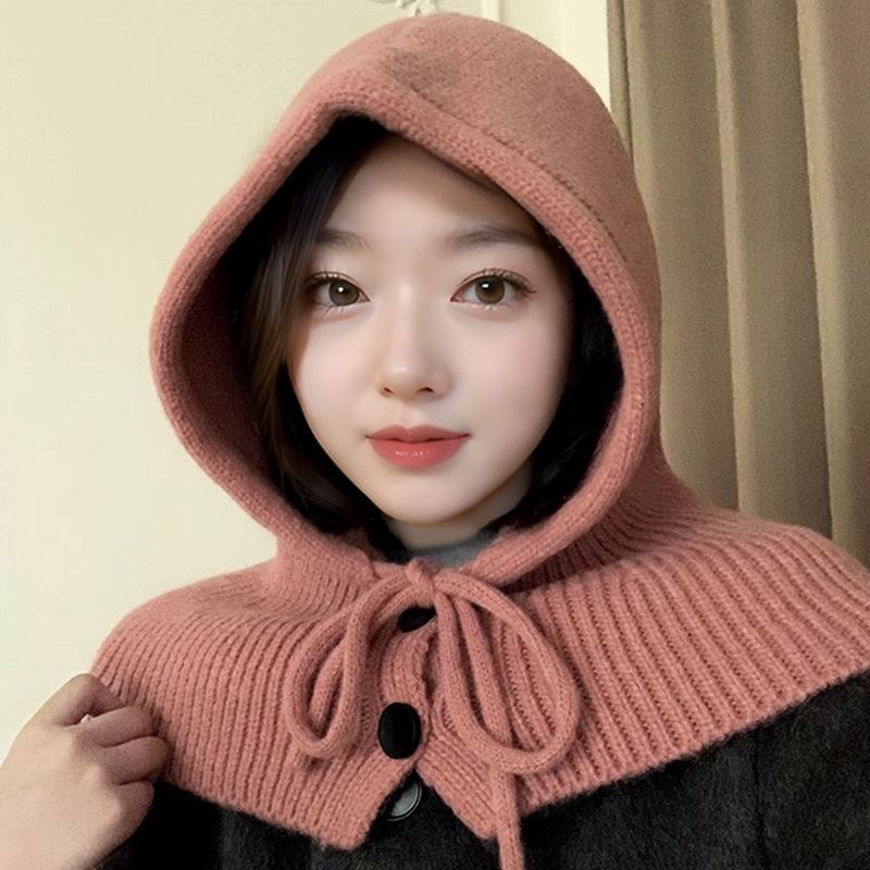 

Balaclava Hat for Women In Winter Warm Big Head Scarf One piece Head Cover Ear Protection Wool Hat Knit Hat M（56-58cm）
