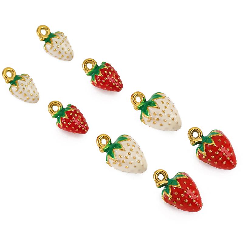 2pcs Never Fade PVD Stainless Steel Earrings Charms Necklace Pendants Fruit Strawberry Charms for DIY Findings Jewelry Making