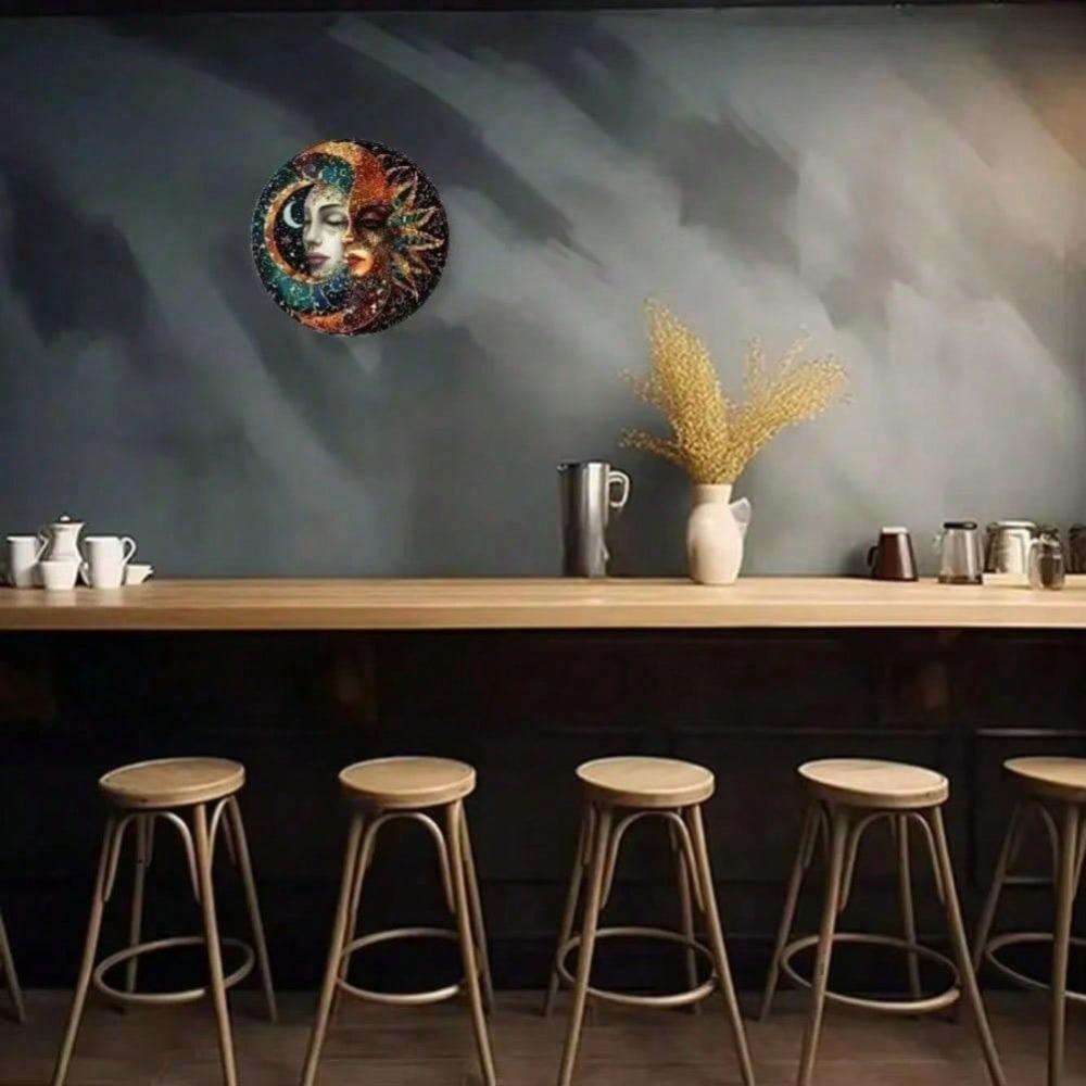Vintage Sun Moon Metal Wall Art, Rustic Celestial Decor with Stars Birds for Farmhouse Living Room Bedroom Bathroom Kitchen Home Decoration