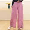 Women's Spring and Summer Thin Literature Plus Size Elastic Waist Draping Straight Solid Colour Versatile Casual Trousers