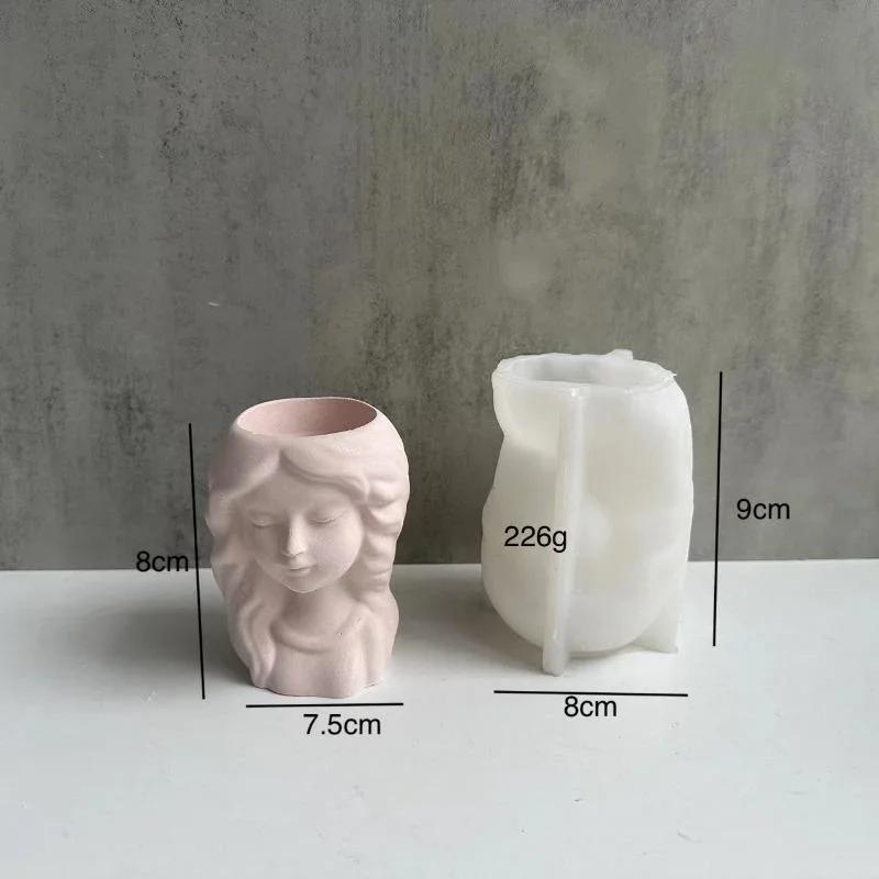 

Венок Девочка Кукла Форма Цветочный Горшок Силиконовая Форма Милая Подставка для Ручек DIY Суккулентный Цветочный Горшок Гипсовые Формы Форма для Вазы Домашний Декор C