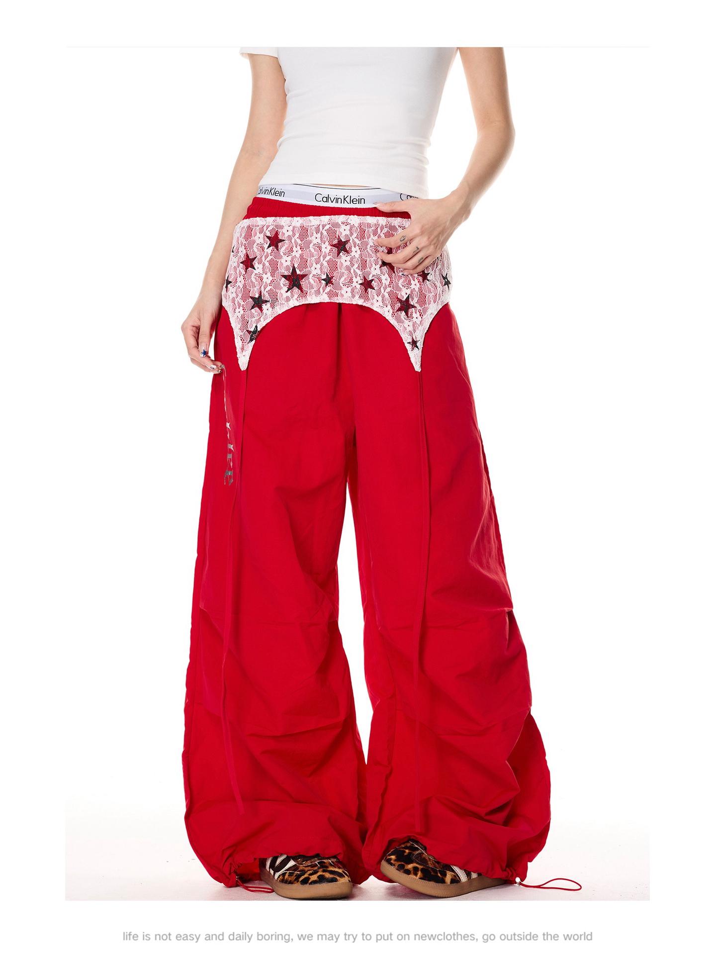 

Многослойные брюки-парашюты в американском стиле: Хип-хоп Свободный Повседневный Плиссированный Дизайн с Широкими Штанинами Large