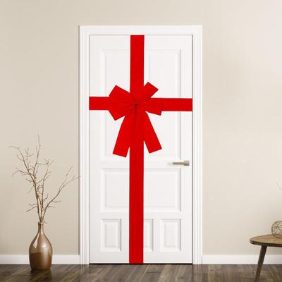 Fita de Porta de Natal Laço Grande Tecido Vermelho Guirlanda Enfeite Luxo Decoração de Natal para Decoração de Casa de Férias