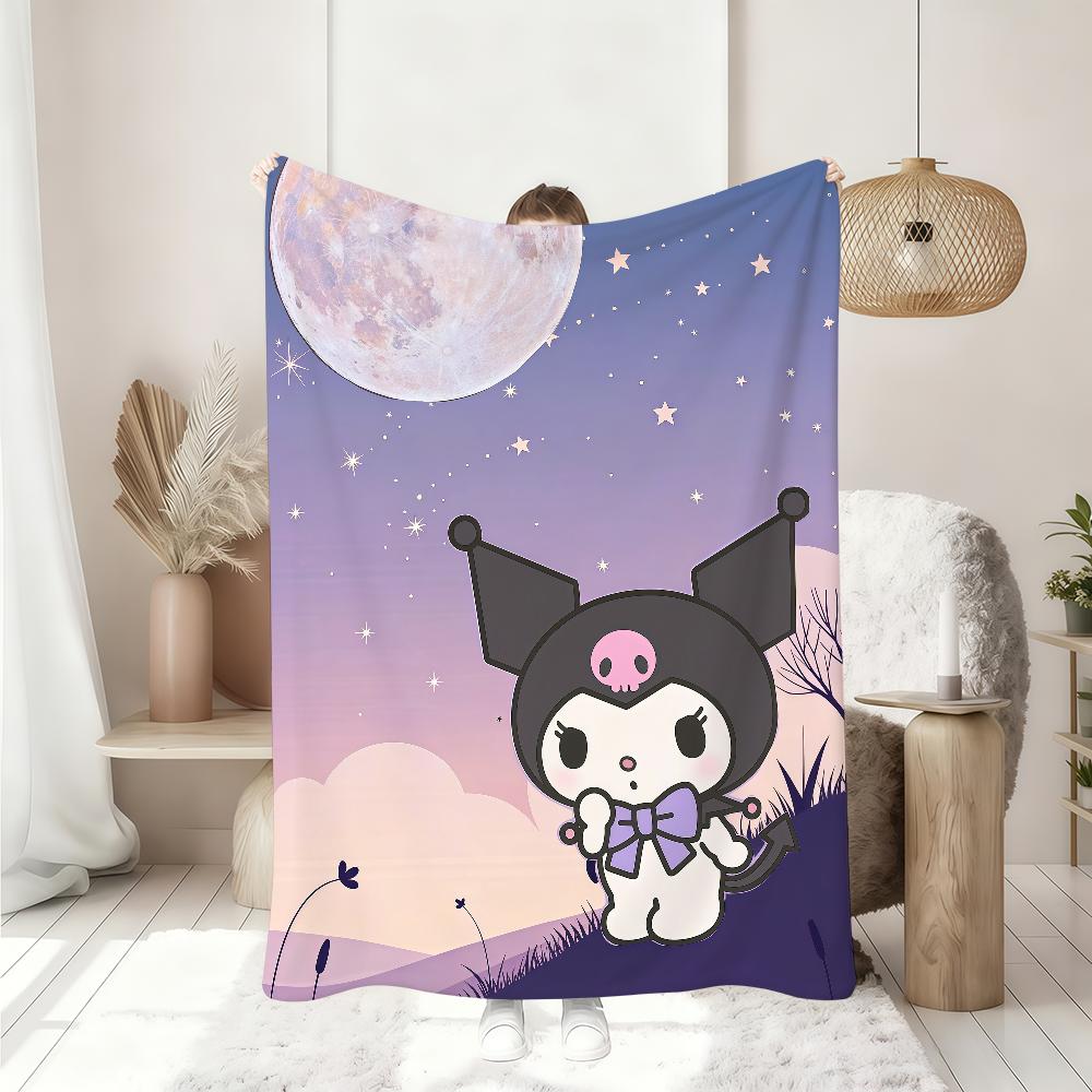 Kawaii K-Kuromi-I Blanket Soft Throw Blanket for Home Bedroom Bed Sofa Picnic Travel Office Rest Cover Blanket Gift