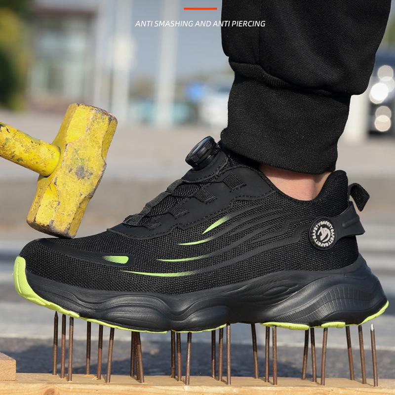 Drehknopf Sicherheitsschuhe Herren Stiefel Verbundstoff Zehenkappe Anti-Quetsch Arbeitssneaker Durchtrittsichere Arbeitssicherheitsschuhe Schutzstiefel