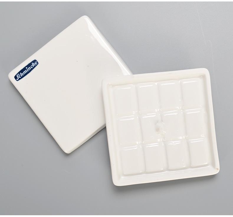 Shimingke 12-Grid Ceramic Palette with Lid - Easy To Clean for Oil and Watercolor Painting
