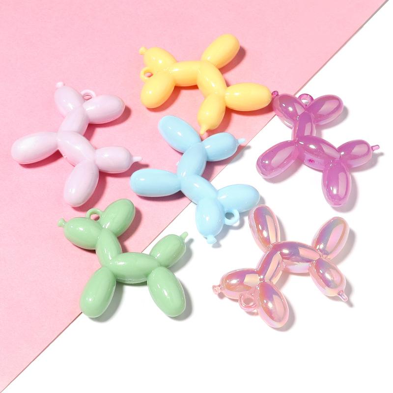 5Pcs Acrylic Pendant Plated Colored Cute Bubble Dog Pendant For DIY Men Women Earrings Necklace Jewelry Accessories Wholesale