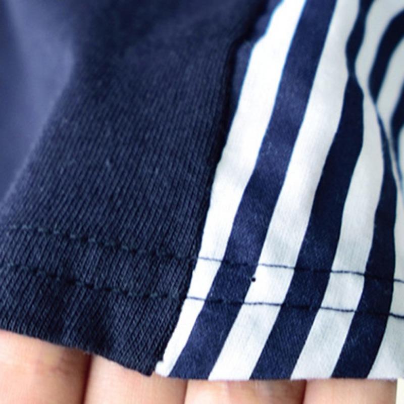 Summer Casual Pinstripe Striped Patchwork T-Shirt Round Necked T-Shirt Classic-Fit Short Sleeve T-Shirt for Female Women's Commuter Fashion T-Shirt