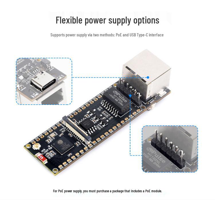 ESP32-S3 Development Board with Ethernet, WiFi/Bluetooth 5, PoE, Camera Support, 32-bit LX7 Dual-core