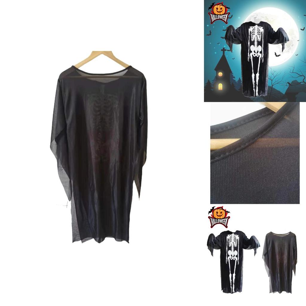 Halloween Skeleton Ghost Fancy Dress Cosplay Costume For Adults And Kids