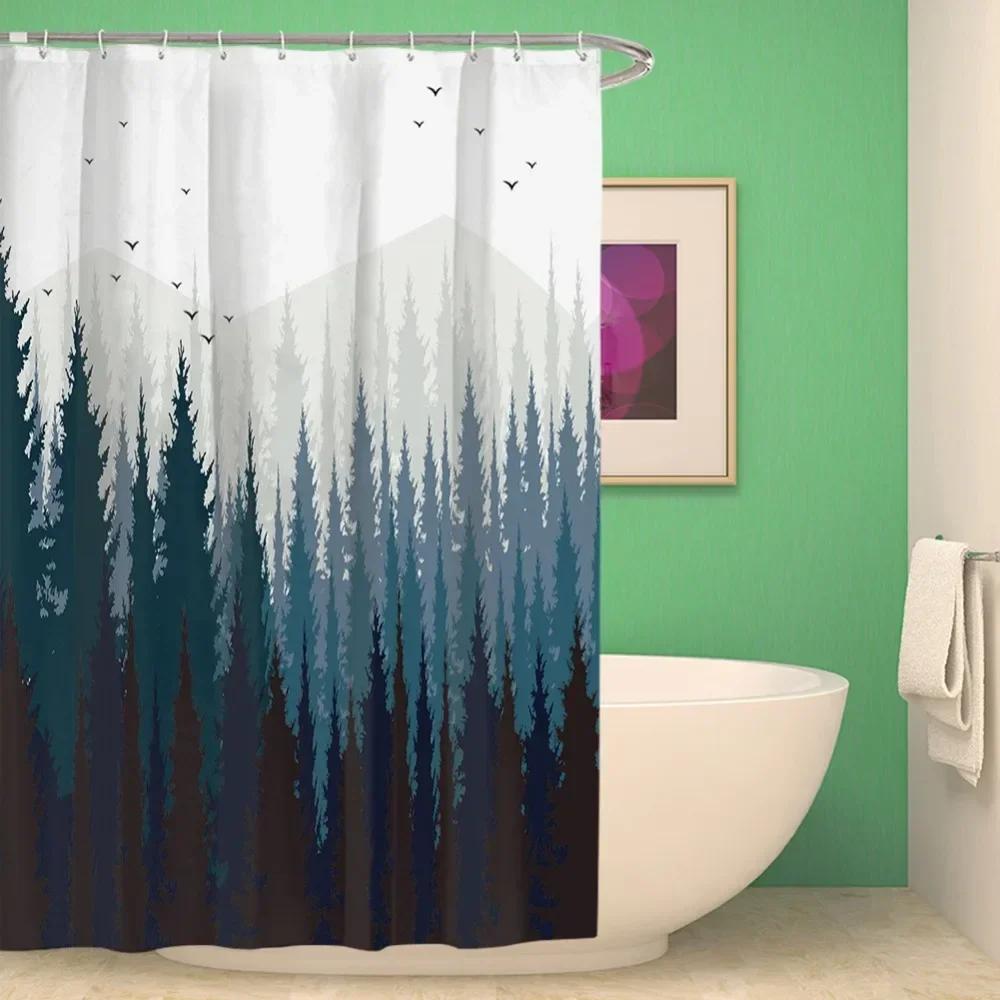 Modern 3D Geometry Shower Curtains Set Red Orange Grey Yellow Lattice Fabric Bathroom Accessories Black and Gray Bath Curtains