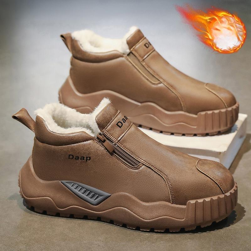 

Осінньо-зимові високі вельветові потовщені бавовняні черевики чоловічі повсякденні нековзкі на товстій підошві холодостійкі теплі снігові черевики 44 коричневий