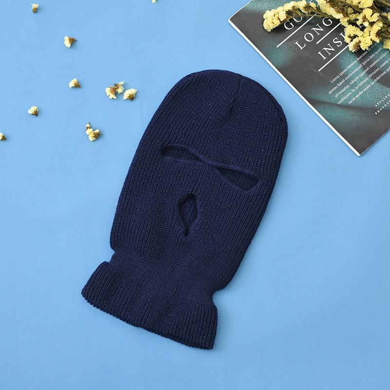 Full Face Cover Ski Mask Hat Balaclava Distressed Knitted Beanie Camouflage Men Hat Women Winter Warm Windproof Bicycle Neck Hat