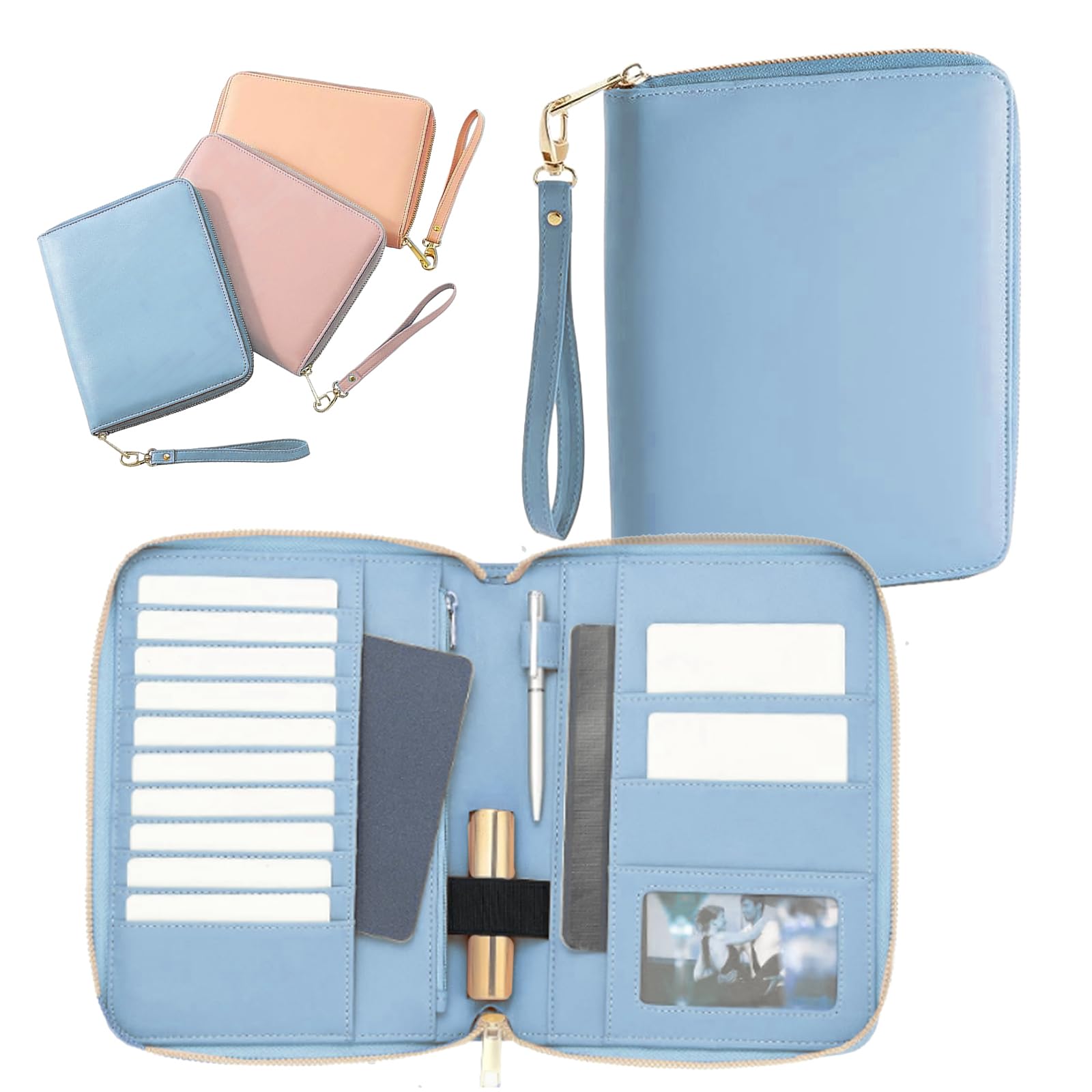 

amifun Справочник здоровья матери и ребенка Большой для посещений больницы и ПУ Безопасный Легкий Вмещает 10 Медицинский Книга лекарств Ребенок Светло-голубой Чехол,