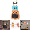 Wooden Beautifully Crafted Halloween Door Sign Adorned With Ghost And Pumpkin Designs For Seasonal Decor