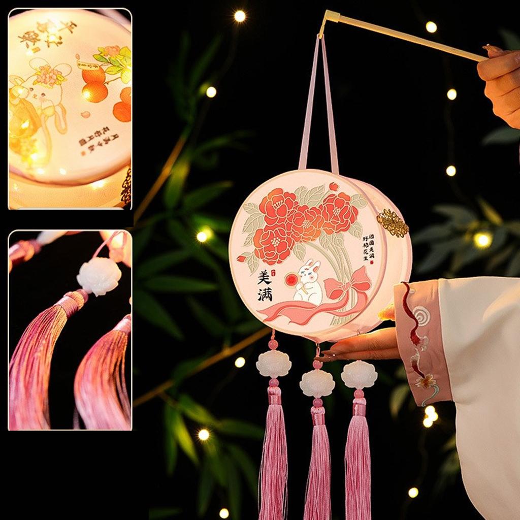 Handheld Lanterns for Traditional Chinese Celebration Waterproof Moon Festival Light with Soft Lighting Home Decoration