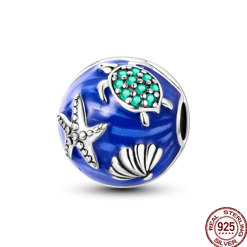 Copper Blue Zircon Beads Ocean Crab Starfish Ship Series Summer Suitable For 3Mm Original Bracelet Diy