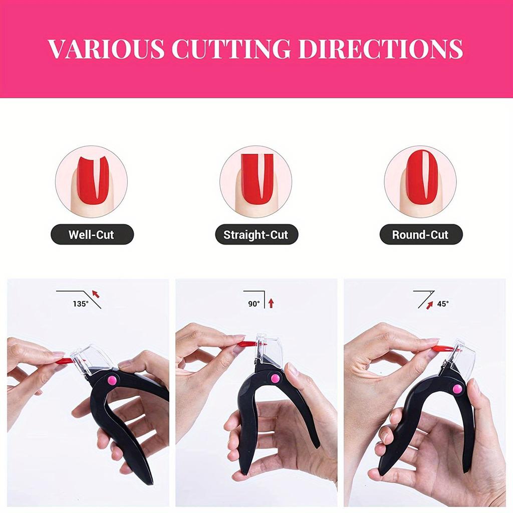 Nail Clippers for Acrylic Nails with Sizer and Catcher Adjustable Nail Tip Cutter Nail Art Tool