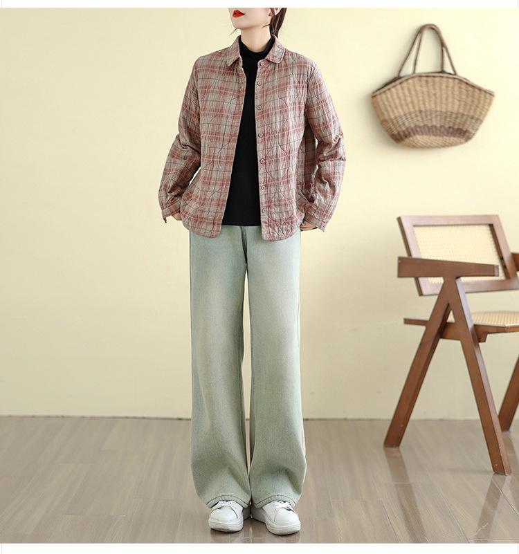 2025 Şık Kapitone Ekose Pamuklu Ceket Gömlek - Kışlık Günlük Yaka Tasarım