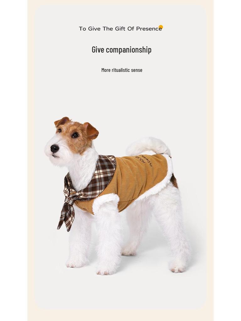 Hoopet Pet Corduroy Plaid Vest for Cats and Puppies - Warm, Sleeveless Autumn/Winter Wear