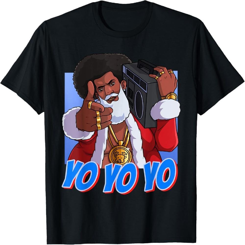 Funny Hip Hop Ghetto Santa Claus Christmas Gangster T-Shirt XXXXXL чёрный