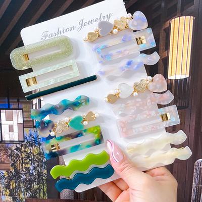Set di 2/3 forcine Geometriche in Acetato a Forma di Cuore per Capelli da Donna Gioielli alla Moda Barrettine Accessori per Capelli per lo Styling Quotidiano