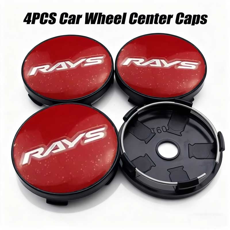 High Quality 4PCS 56mm 60mm RAYS Emblem Universal Car Wheel Center Caps Sticker Dustproof Hub Covers Auto Exterior Accessories