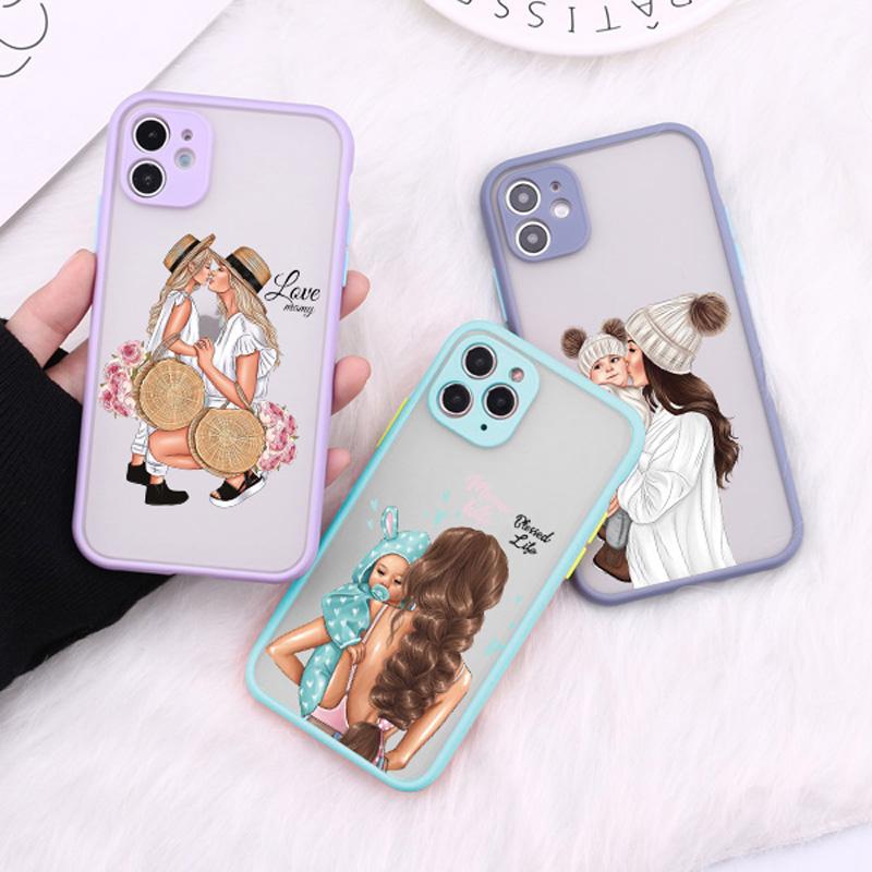 Super Mom Baby Girl Son Shockproof Phone Case For iPhone 13 12 14 15 11 Pro Max Mini 16 15 14 Plus 17 Pro Max Cartoon Back Cover