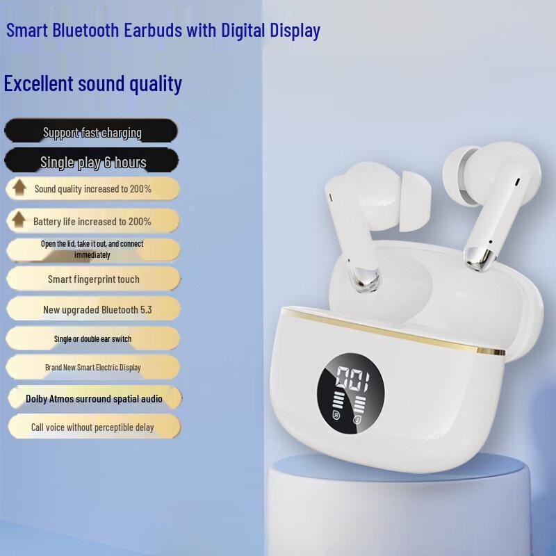 

X90 True Wireless Bluetooth Earbuds with LED Display, Extended Battery Life, and No Latency.