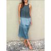 Fashion Vest Long Dress Women Summer Sleeveless O Neck Dress Summer Gradient Casual Dresses
