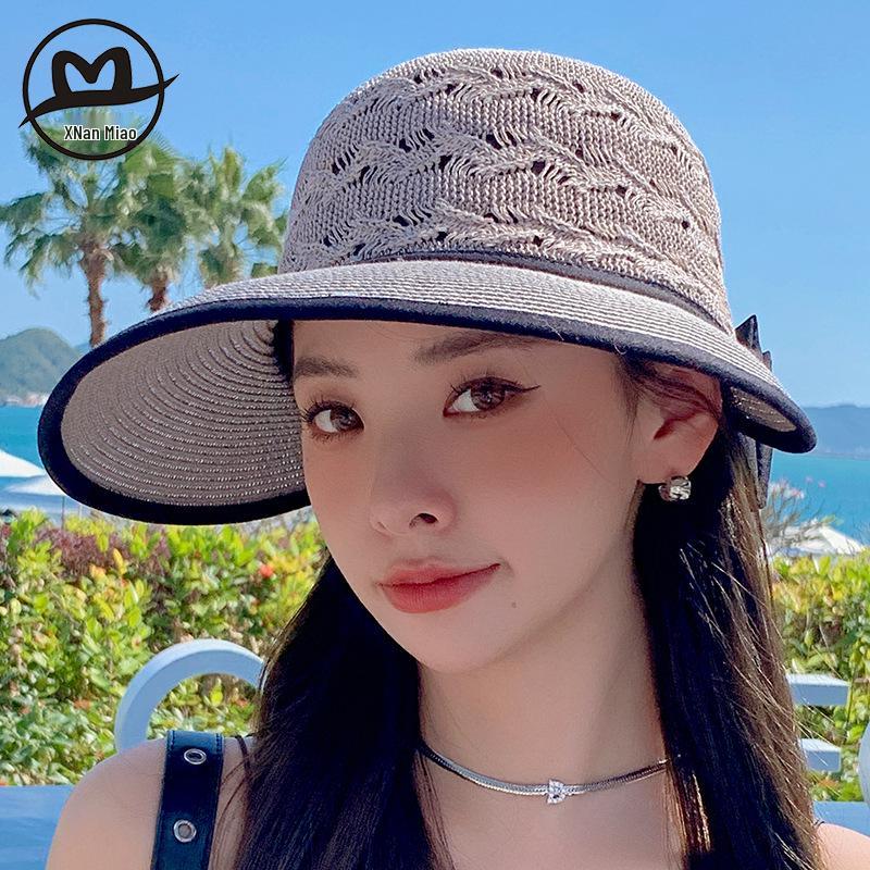 Korean Style Women's Foldable Wide Brim Sun Hat - UV Protection & Breathable Straw for Summer