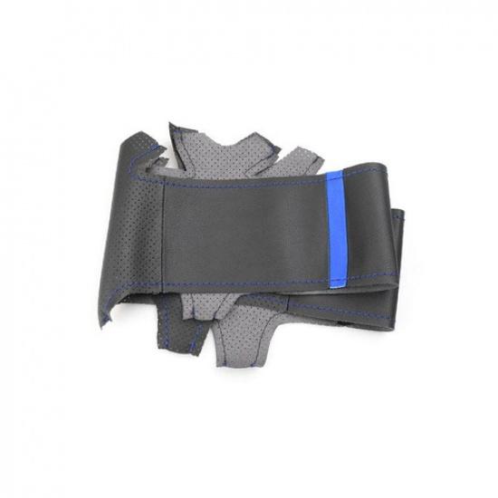 DIY Blue-strip Steering Wheel Leather Cover For BMW X5 F15 2014 2016 2017 2018