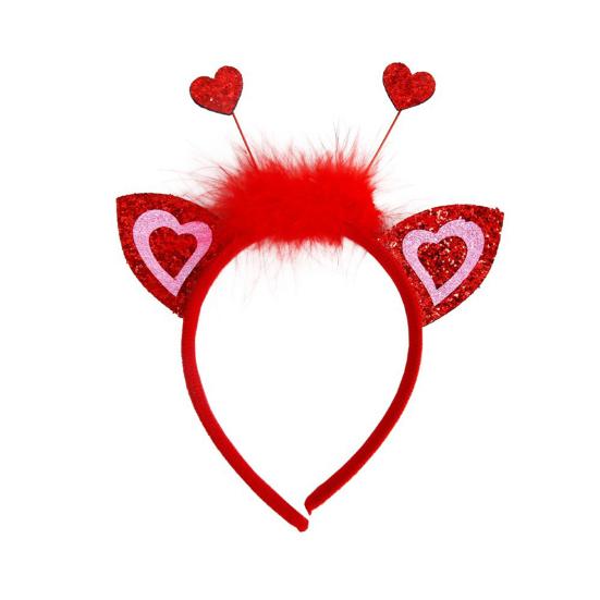 Opaska na Walentynki dla Kobiet Brokatowe Serce Miłości Dodatek do Włosów na Walentynki Ślub Urodziny Artykuły na Imprezę