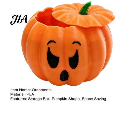 Cute Pumpkin Trinket Case 3D Printed Devil Storage Box with Lid, Funny Ghost Face Desktop Jewelry Organizer Halloween Decoration, for And Small