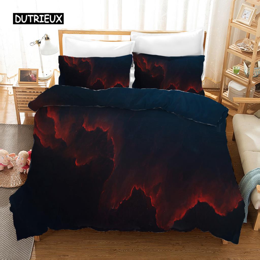Starry Sky Duvet Cover Set Blue Orange Galaxy Starry Sky Theme Twin Bedding Set Microfiber Double Queen King Size Quilt Cover