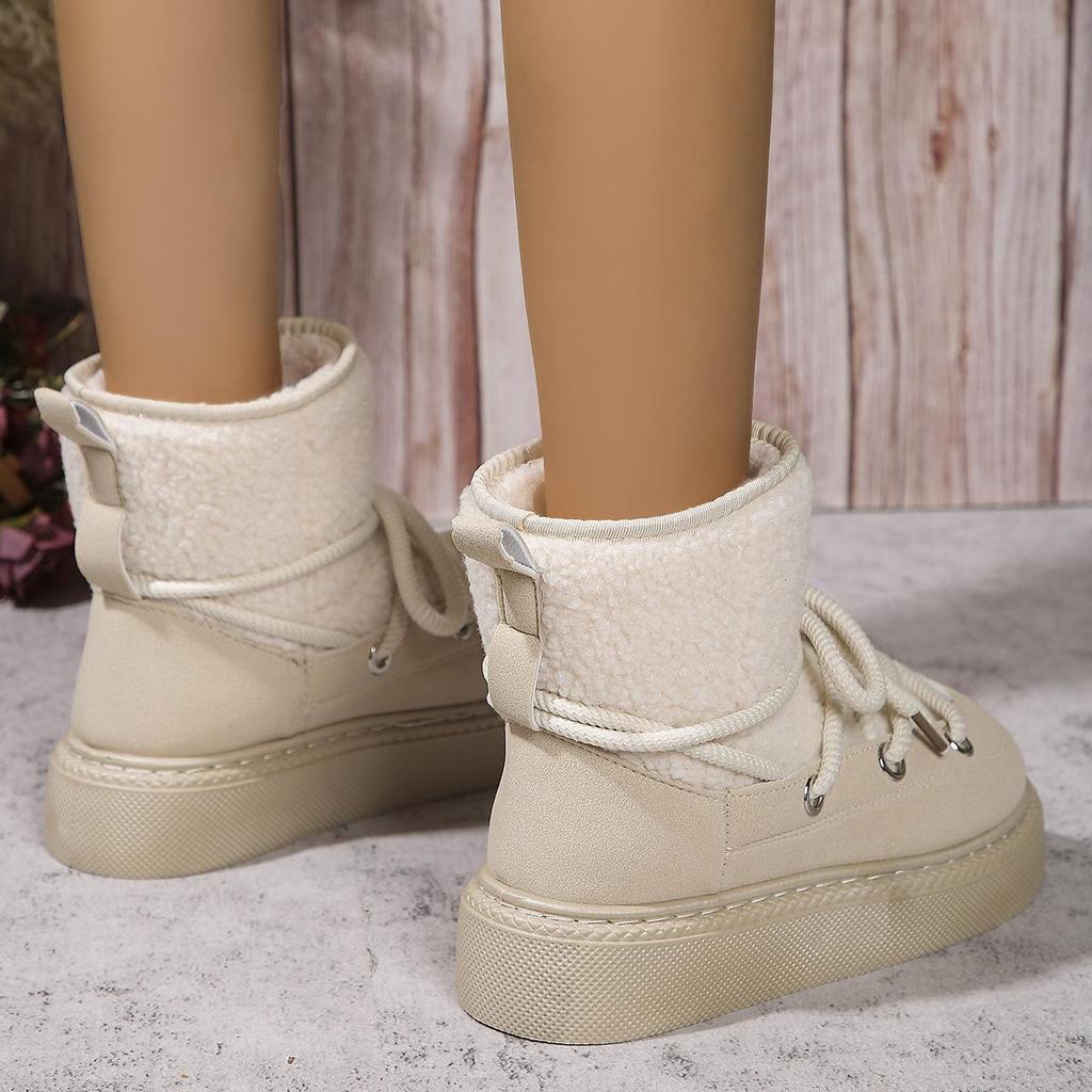 Winter Oversized Thick Soled Casual Snow Boots 2024 New Warm and Versatile Lamb Wool Ankle Strap Cotton Boots