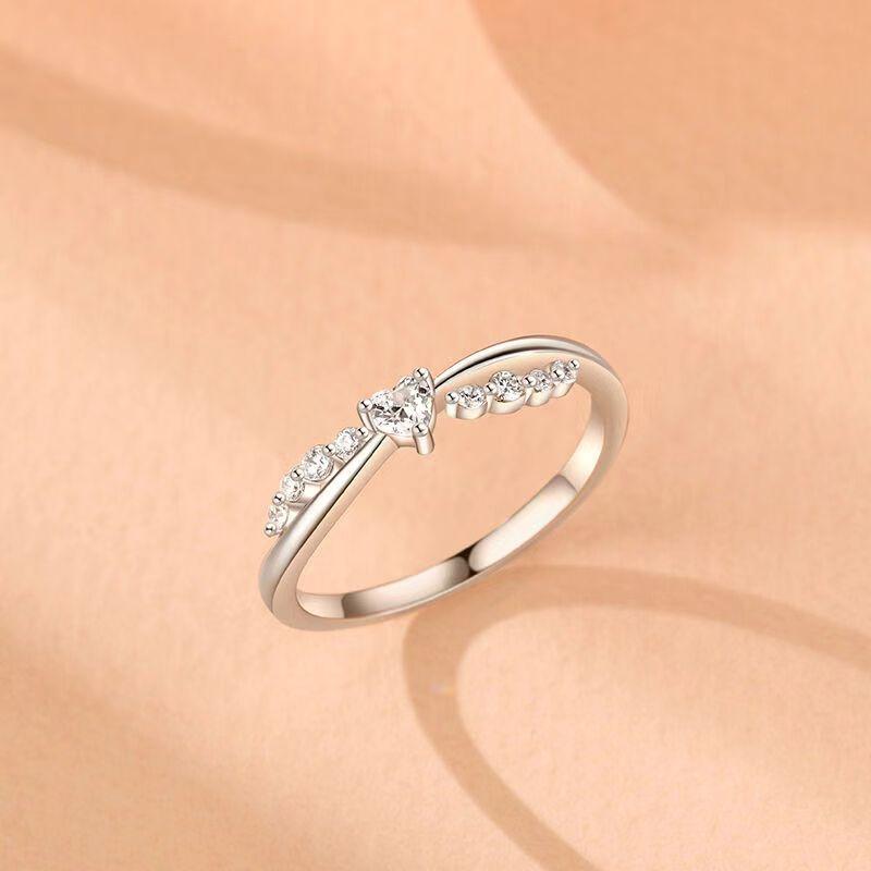 

Viya Sterling Silver Trendy Cross Heart Diamond Ring Women S Romantic Small Fresh Ring Sweet Girly Hand no. 10