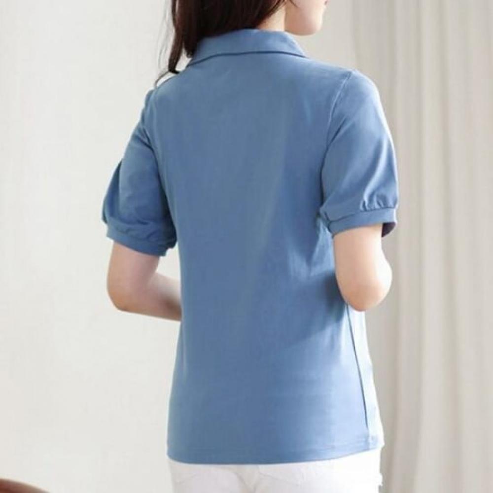 Navava Casual ShorT Sleeve Collar T shirT wiTh Puff deTail nT2374
