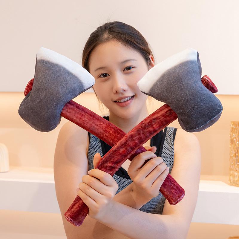 Cross-Border Plush Hammer Pillow Toy - Funny Axe Claw Hammer Prop, Sand Sculpture Gift for Boys